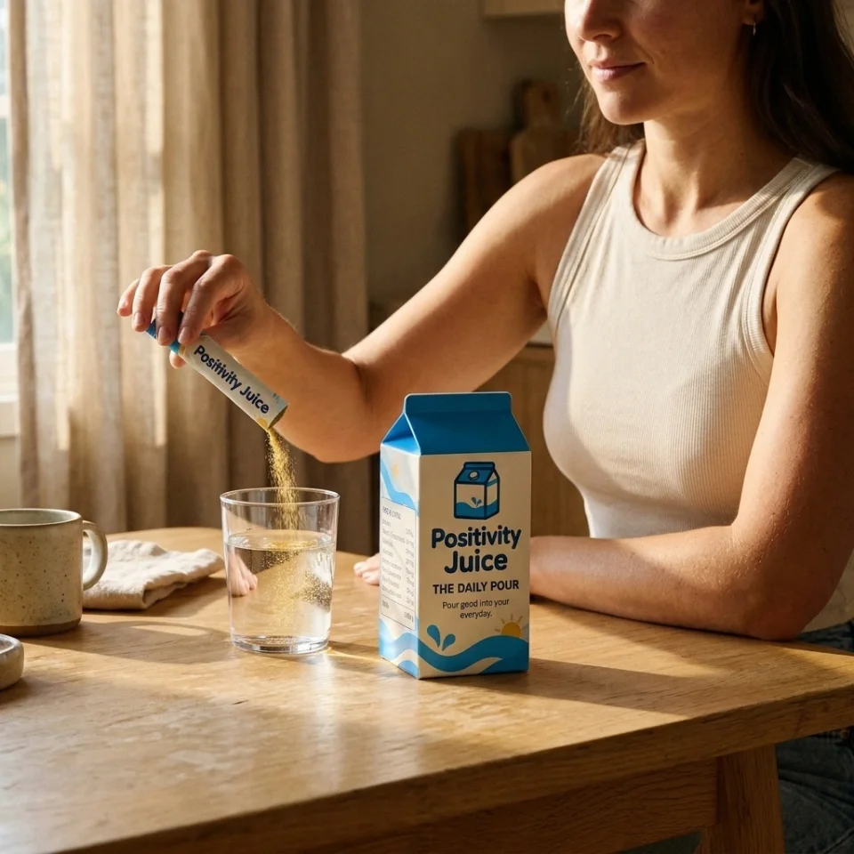 Concept image showing a Daily Pour stick being mixed into a glass